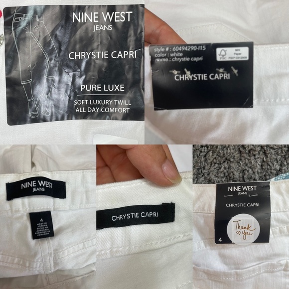 Nine West white cotton floral embroidery chrystie capri jeans women’s size 4 - Picture 16 of 17